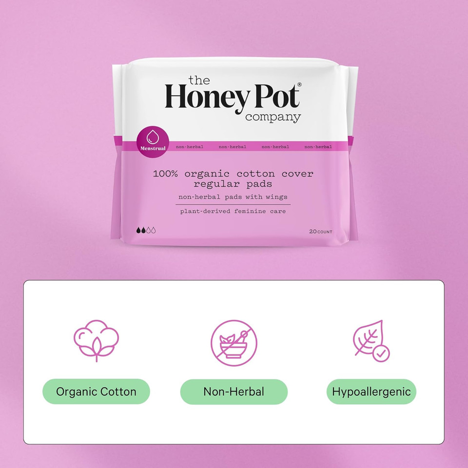 The Honey Pot Company - Sensitive Feminine Wash & Non-Herbal Regular Pads Bundle - Herbal Infused Natural Hygiene Wash - Organic Cotton Cover - Sanitary Pads For Women - Feminine Care - Fsa & Hsa