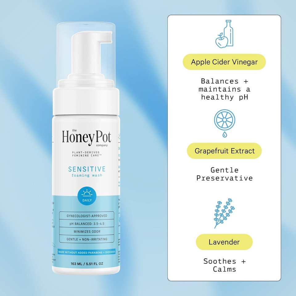 The Honey Pot Company - Sensitive Feminine Wash & Non-Herbal Regular Pads Bundle - Herbal Infused Natural Hygiene Wash - Organic Cotton Cover - Sanitary Pads For Women - Feminine Care - Fsa & Hsa