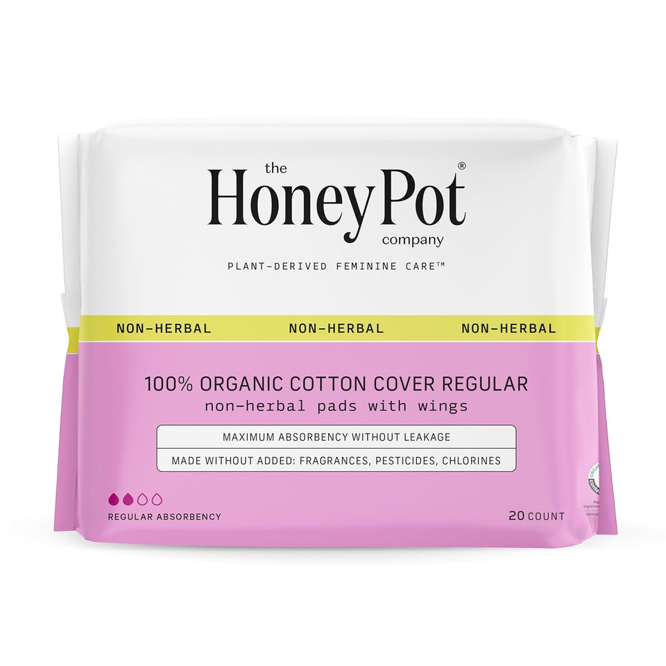 The Honey Pot Company - Sensitive Feminine Wash & Non-Herbal Regular Pads Bundle - Herbal Infused Natural Hygiene Wash - Organic Cotton Cover - Sanitary Pads For Women - Feminine Care - Fsa & Hsa