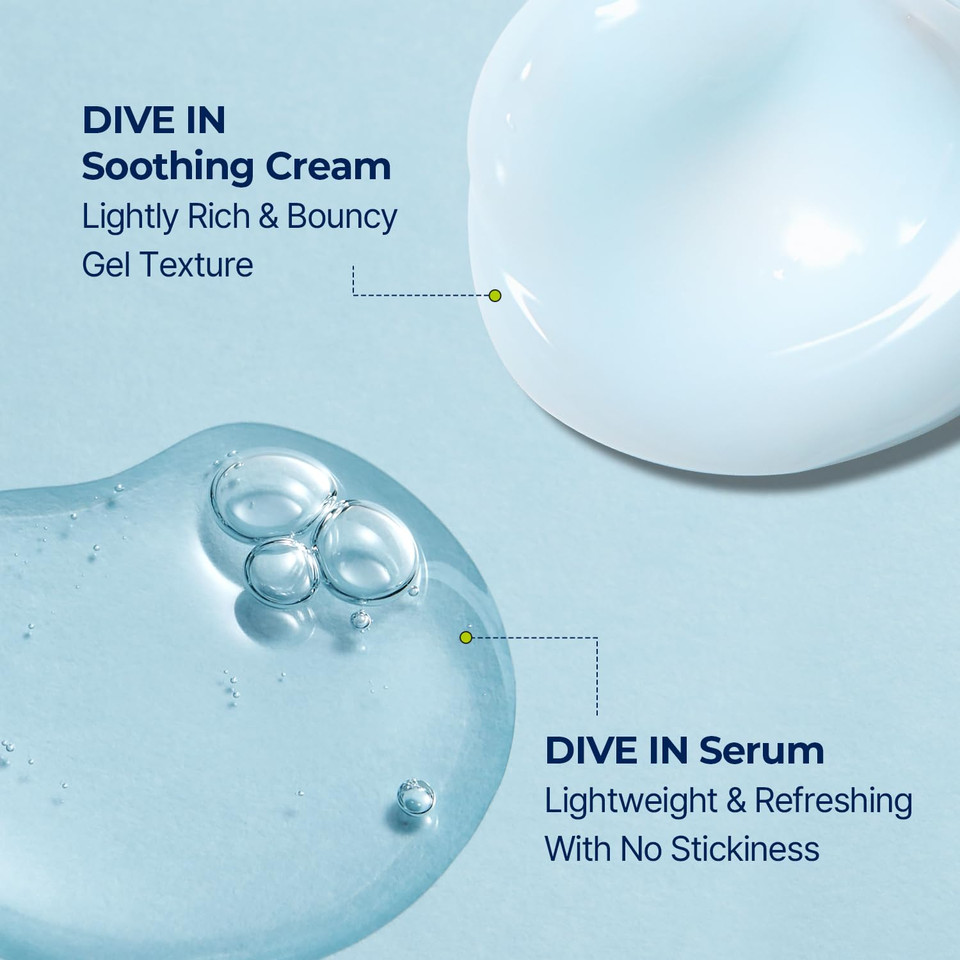 Torriden Dive In Serum 1.69 Fl.Oz. + Soothing Cream (Jar) 3.38 Fl.Oz. | Hyaluronic Acid Care Set | Deep Hydrating Skin Care To Get Glass Skin