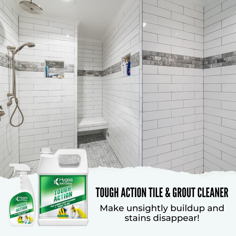 Tough Action Tile & Grout Deep Cleaning 128Oz + Magic Finish Natural Enzyme 128Oz Bundle - Removes Dirt & Scum Without Harsh Chemicals - Biodegradable Formula