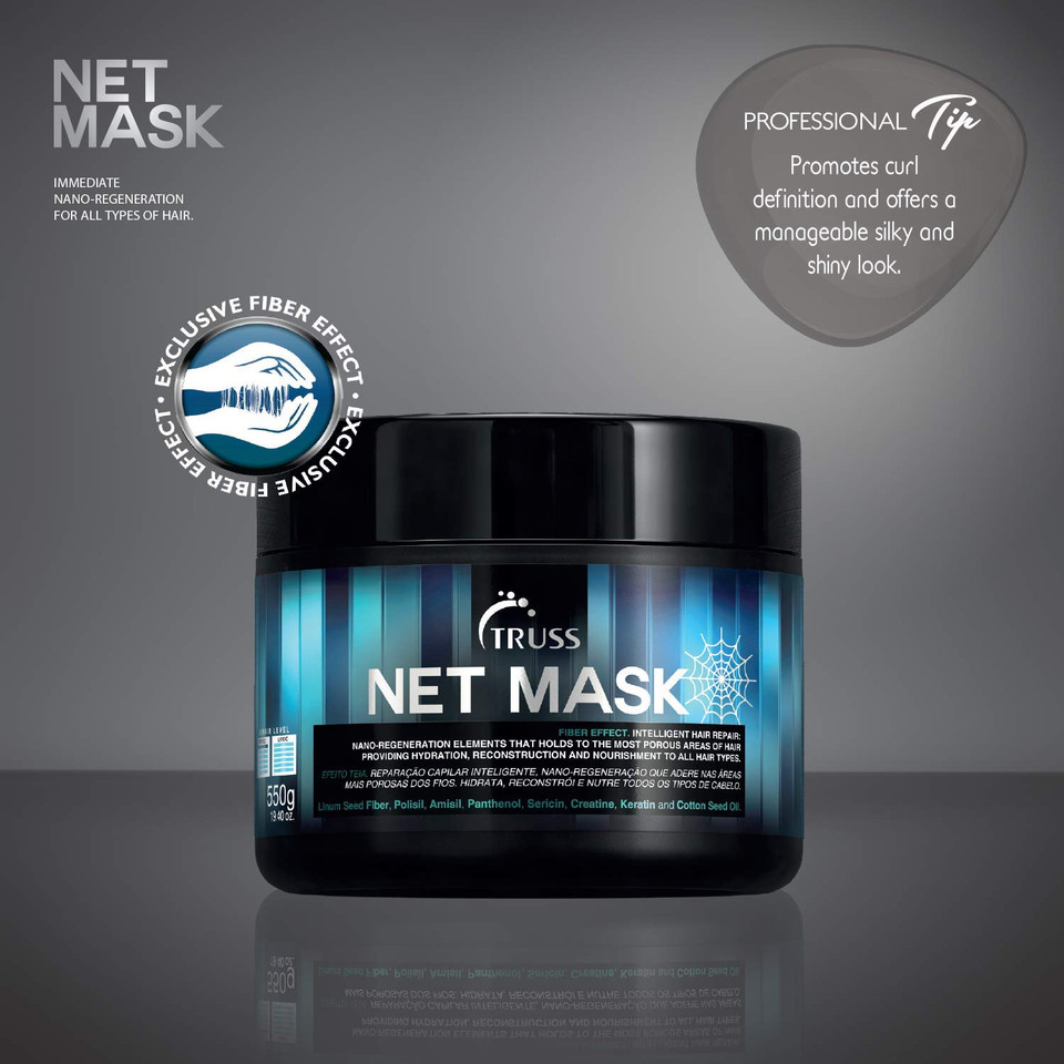 Truss Net Mask - Intensive Repair Hair Mask Bundle With Fluid Fix Leave-In Heat Protectant Styling Spray And Miracle Shampoo