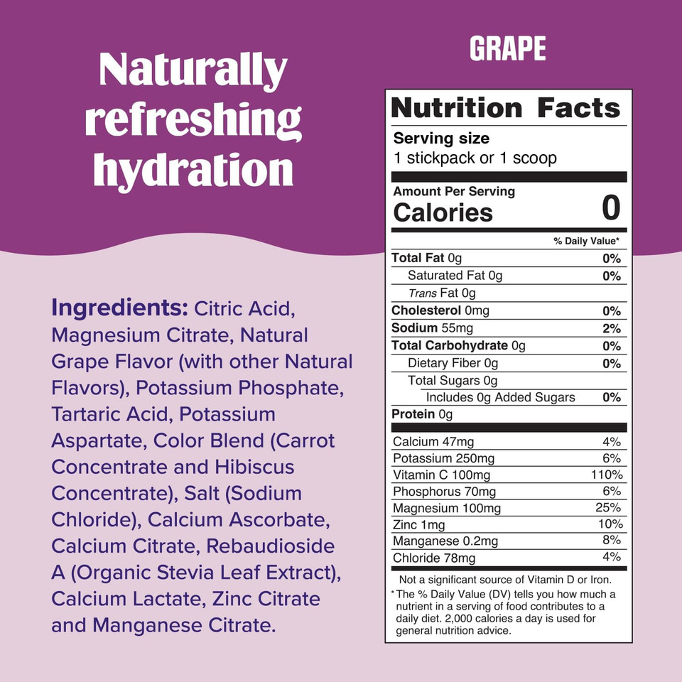 Ultima Replenisher Electrolyte Drink Mix Bundle  Grape, 30 Serving Canister & 20 Stickpacks  6 Electrolytes & Minerals  Keto Friendly, Vegan, Non-Gmo & Sugar-Free Electrolyte Powder