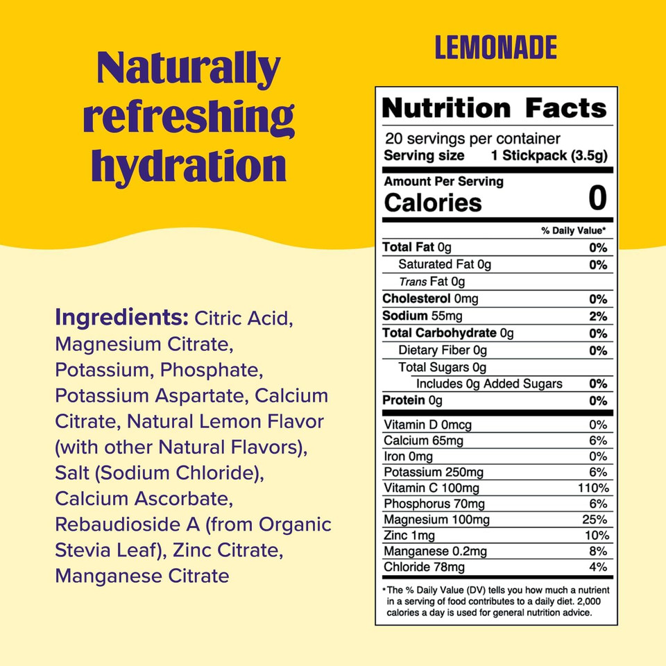 Ultima Replenisher Electrolyte Drink Mix Bundle  Lemonade, 30 Serving Canister & 20 Stickpacks  6 Electrolytes & Minerals  Keto Friendly, Vegan, Non-Gmo & Sugar-Free Electrolyte Powder