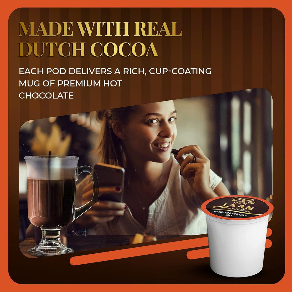 Van Der Laan Chocolate Hot Cocoa Pods, Vanilla Caramel Gourmet Dutch Chocolate Compatible With K Cup Brewers Including 2.0, 40 Count