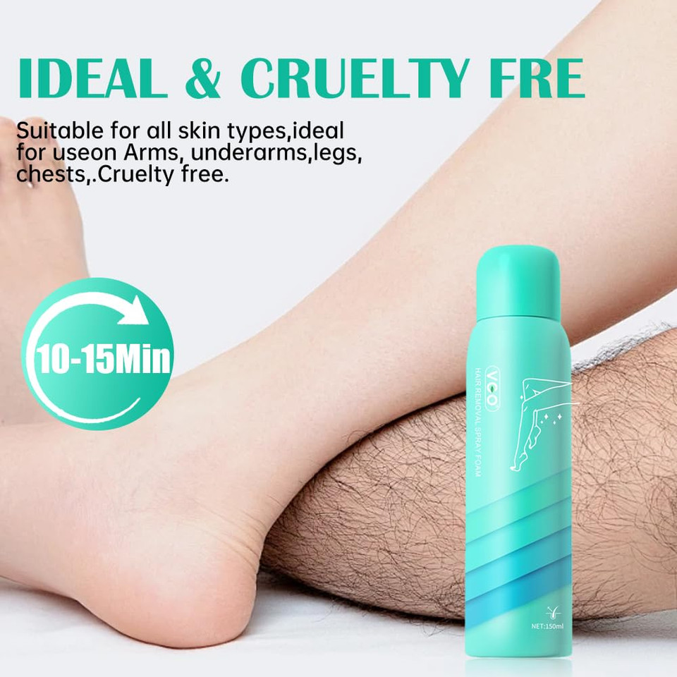 Vgo Hair Removal Spray Foam, Contains Aloe Vera Extract, Natural Ingredients, Painless Bikini Hair Removal For Women & Men, Depilatory Cream, 5.07Fl Oz