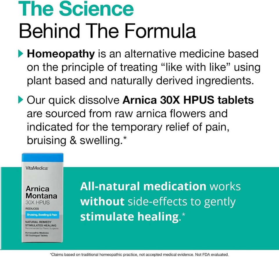 Vitamedica Arnica Tablets + Cream Bundle | 150Ct Bottle Of Tablets | 0.5 Oz Cream Tube | Homeopathic Remedy