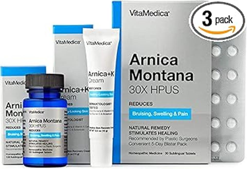 Vitamedica Arnica Tablets + Cream Kit | 150Ct Bottle Of Tablets | 0.5 Oz Cream Tube | 30Ct Blister Pack | Homeopathic Remedy | Plant Based Natural Formula