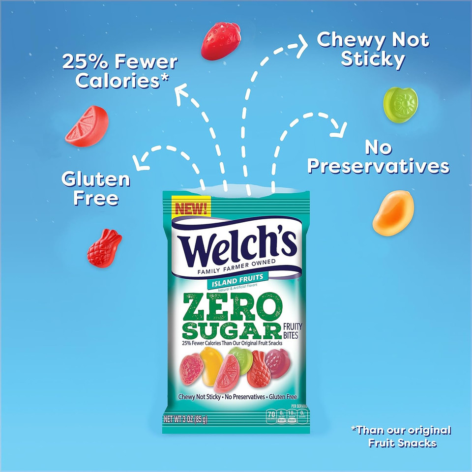 Welchã¢ÂS Fruit Snacks, Zero Sugar Fruity Bites, Perfect For School Lunches, Island Fruit, Gluten Free, 3 Oz (Pack Of 1)