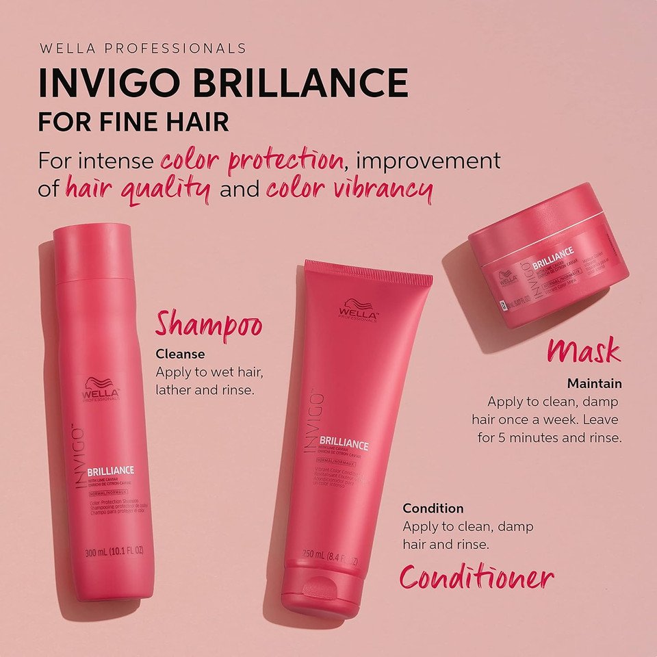 Wella Professionals Invigo Brilliance Color Protection Shampoo & Conditioner, For Fine Hair + Wella Colorcharm Permanent Liquid Hair Color For Gray Coverage, 3Rv Black Cherry