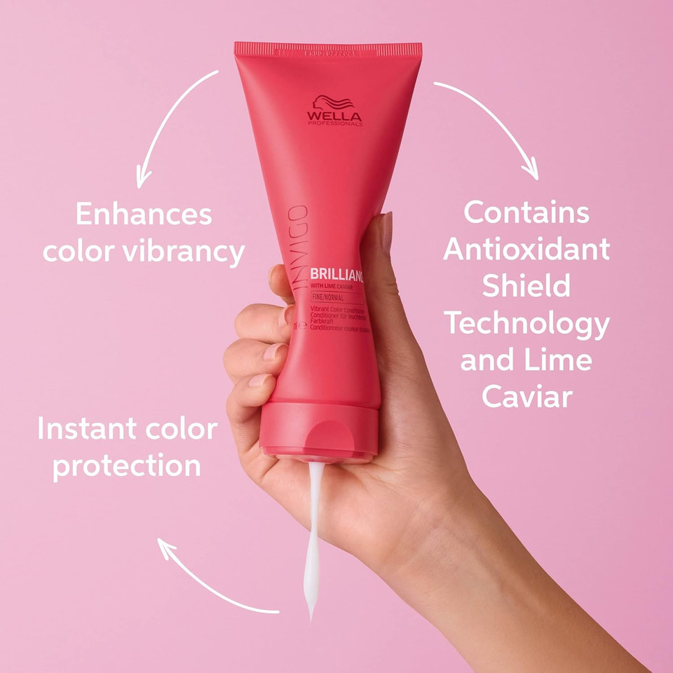 Wella Professionals Invigo Brilliance Shampoo + Conditioner Set, For Fine Normal Colored Hair, Color Protecting & Color Vibrancy, Liter Sizes