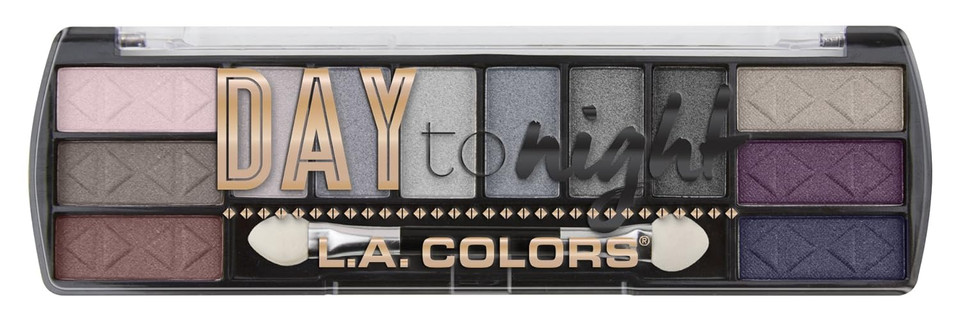 L.A. Colors Day To Night 12 Color Eyeshadow Palette, Evening, 0.28 Oz., Powderevening