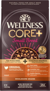 Wellness Core+ (Formerly Rawrev) Grained Dry Dog Food, Small Breed Original Turkey & Chicken With Freeze Dried Turkey Recipe, 4 Pound Bag