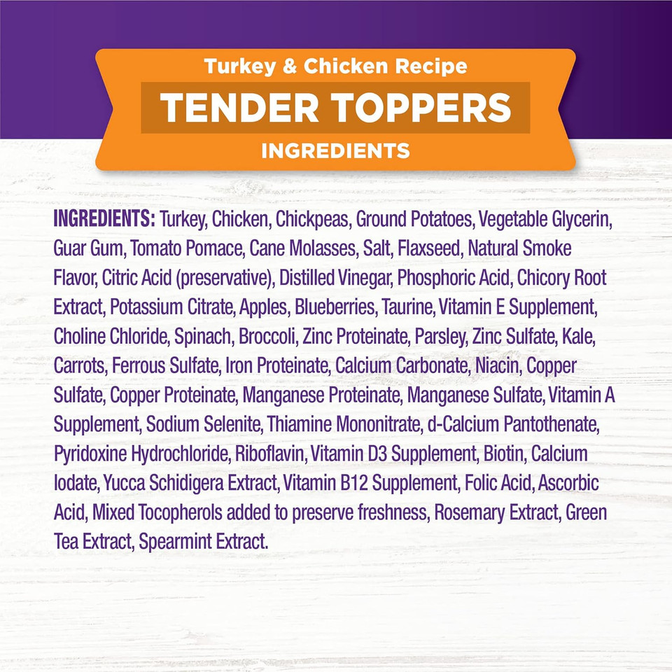 Wellness Tender Toppers (Previously Bowl Boosters), Grain-Free Natural Dog Food Toppers Or Mixers, Made With Real Meat (Turkey & Chicken, 2-Pound Bag)