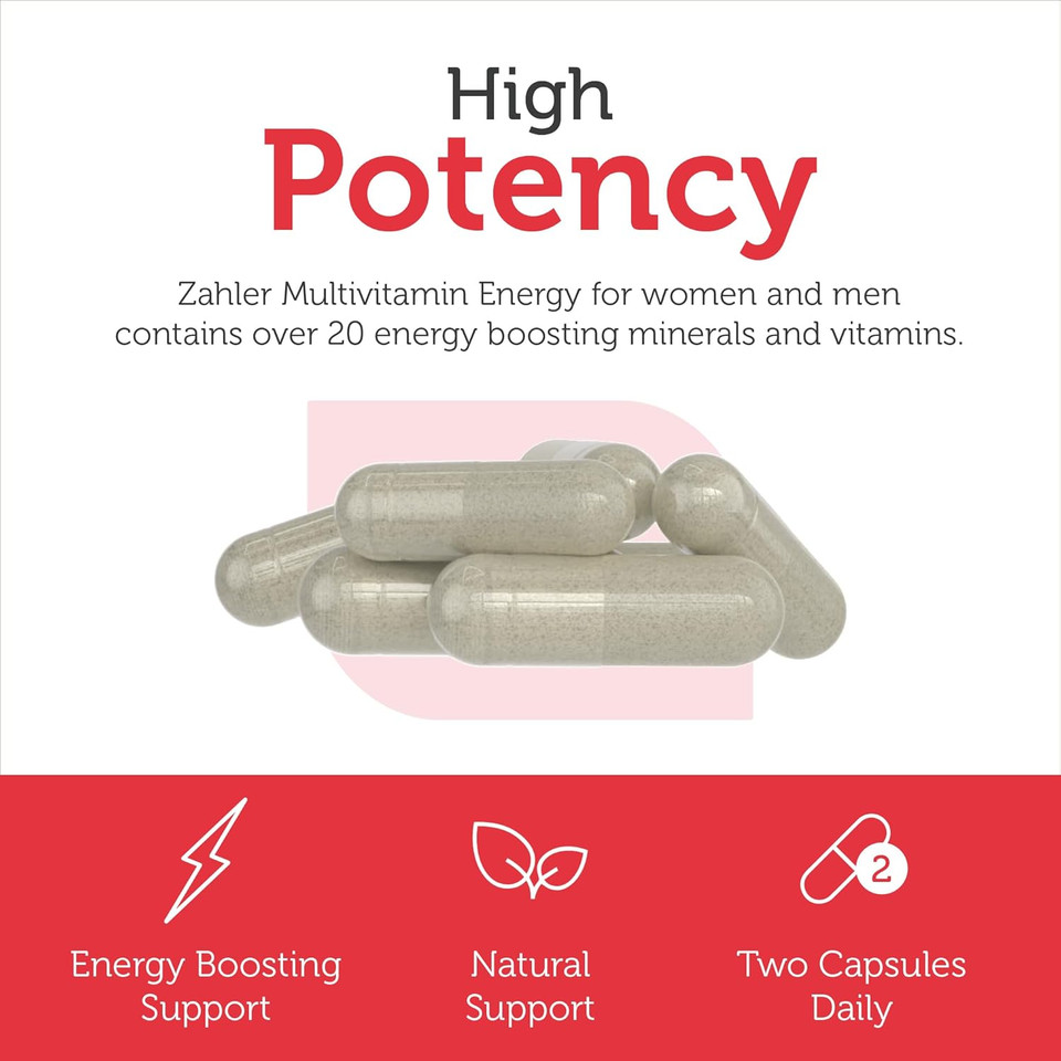 Zahler - Daily Multivitamin For Women & Men With Energy Vitamins, Minerals & Iron (60 Count) Kosher Men & Womens Multivitamins For Healthy Energy - Multi Vitamins For Adults - Made In Usa Supplements