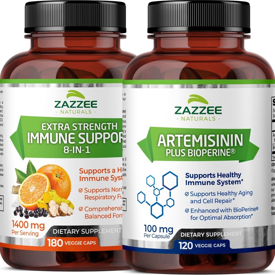 Zazzee Artemisinin Capsules And Extra Strength 8-In-1 Immune Support Capsules Zazzee Artemisinin Capsules And Extra Strength 8-In-1 Immune Support Capsules