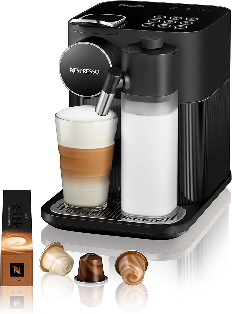 Nespresso Gran Lattissima Original Espresso Machine With Milk Frother By De'Longhi, Sophisticated Black
