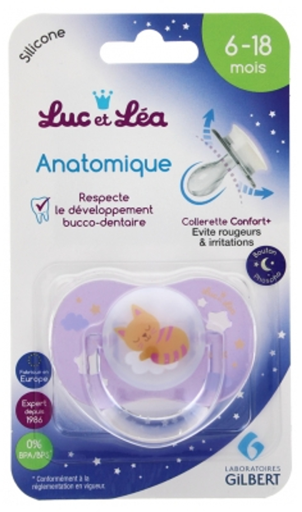 Luc Et Lã©A Anatomical Silicone Soother With Ring + 6 Months Special Night