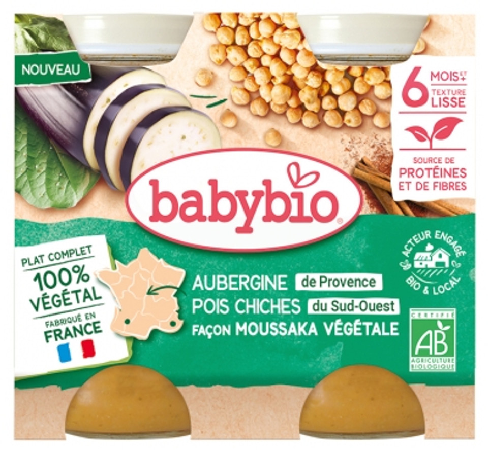 Babybio Eggplant Chickpeas Vegetable Moussaka Style 6 Months And + Organic 2 X 200 G Jars Babybio Eggplant Chickpeas Vegetable Moussaka Style 6 Months And + Organic 2 X 200 G Jars