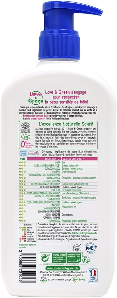 Love & Green Organic Face & Body Moisturizing Cream 500ml