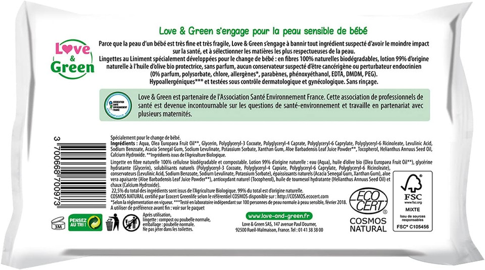 Love & Green Liniment Wipes 56 Wipes