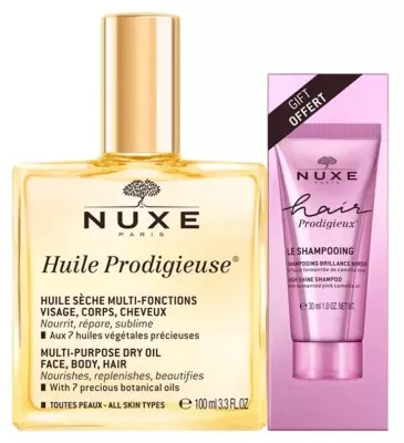 Nuxe Huile Prodigieuse 100 Ml + Hair Prodigieux High Shine Shampoo 30 Ml Free