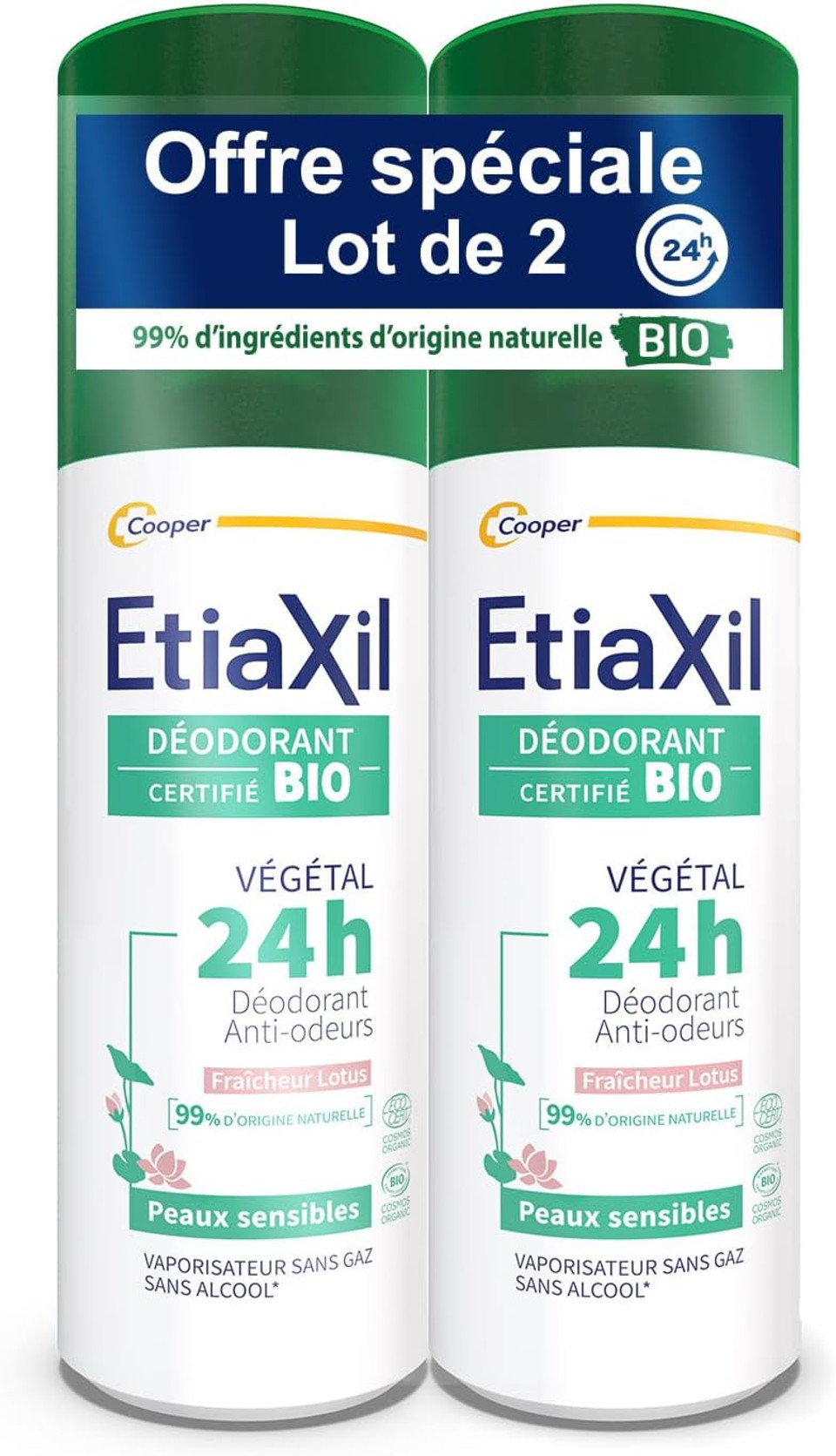Etiaxil Vegetable Deodorant 24h Organic 2 x 100ml