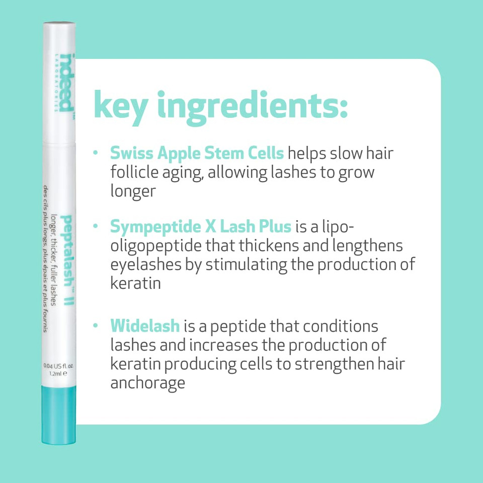 Indeed Laboratories Peptalash Ii - Lengthening Lash Treatment, Strengthens And Nourish Lashes And Brows, Using Peptides, And Panthenol 0.02 Us Fl.Oz. / 0.6 Ml