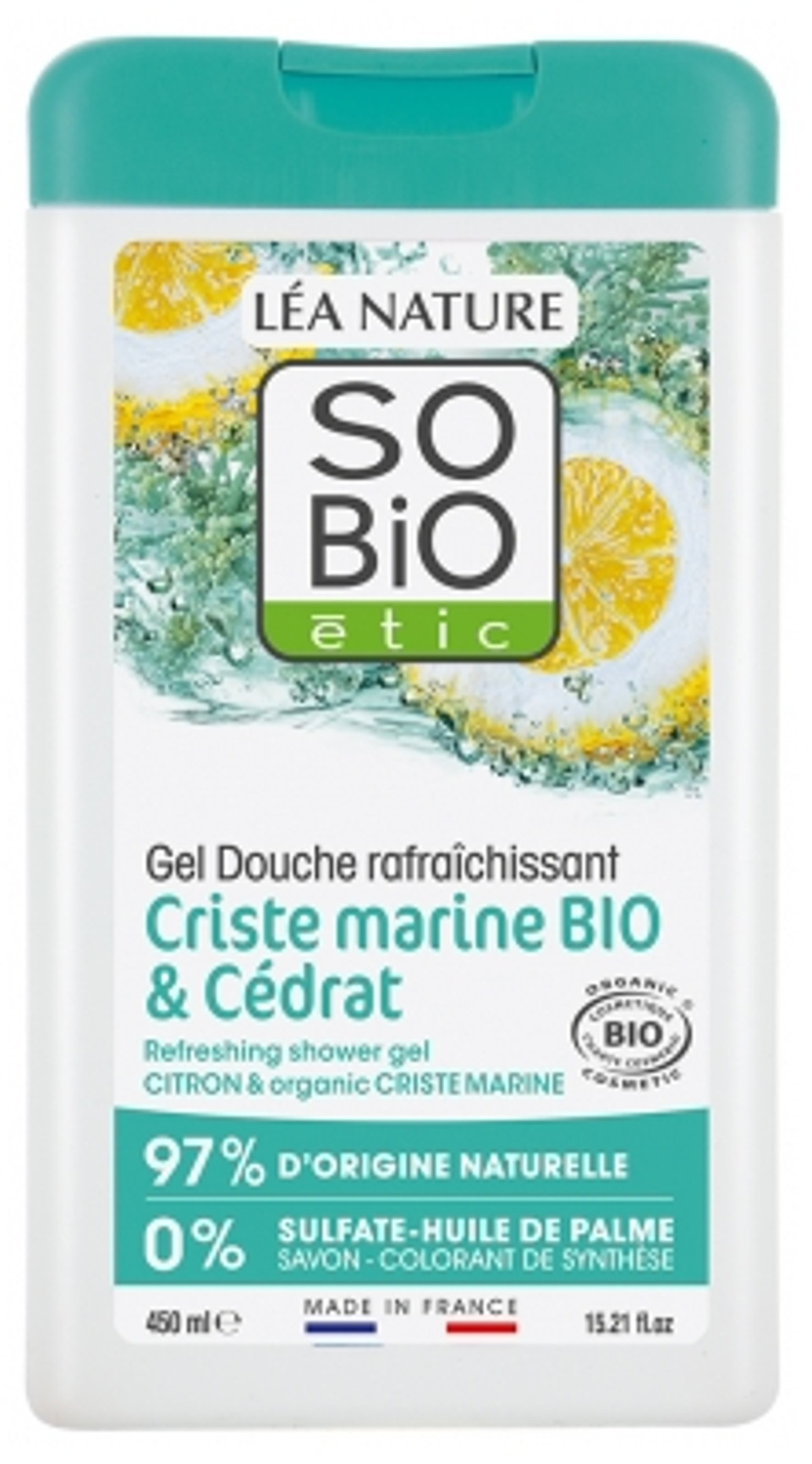 Lã©A Nature So Bio ÃTic Refreshing Shower Gel Criste Marine & Cã©Drat Bio 450 Ml