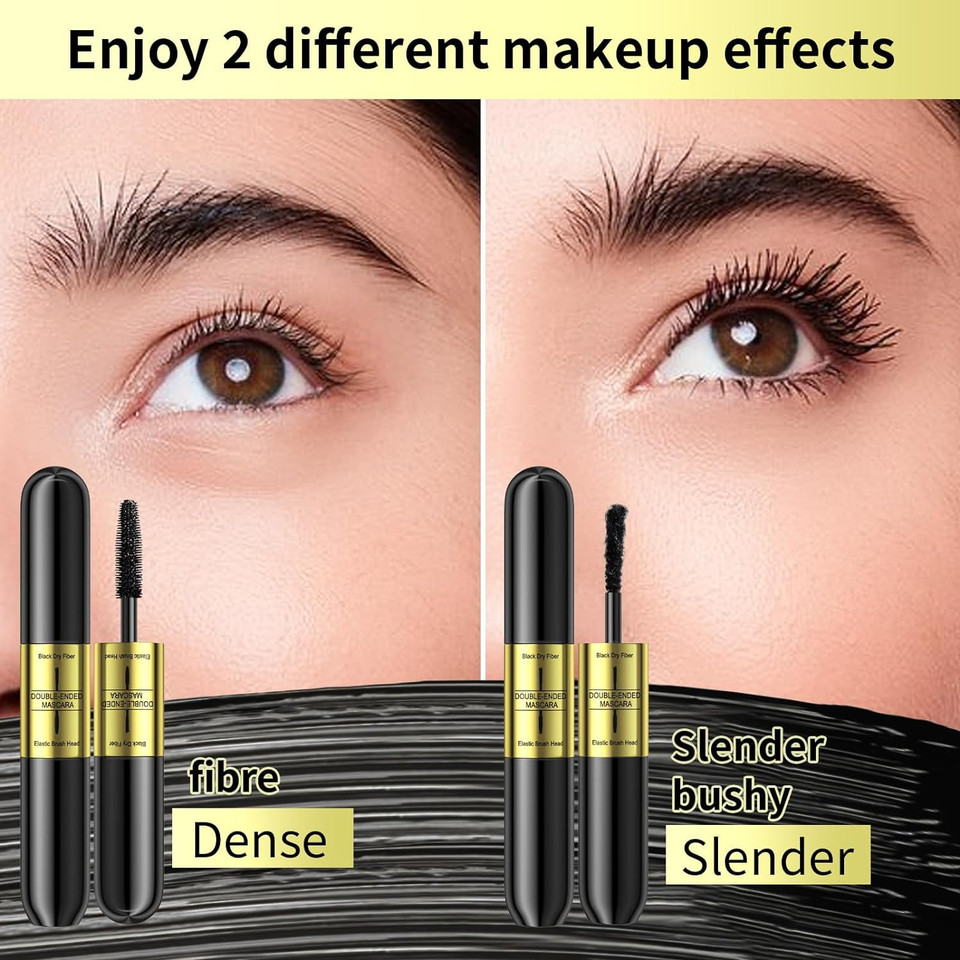 2 Pcs Hellokiss Double-Headed 2 In 1 Mascara Black Volume And Length, Mascara Liquid Lash Extensions Long-Lasting,Waterproof And Smudge-Proof 9G/0.31Oz-Black