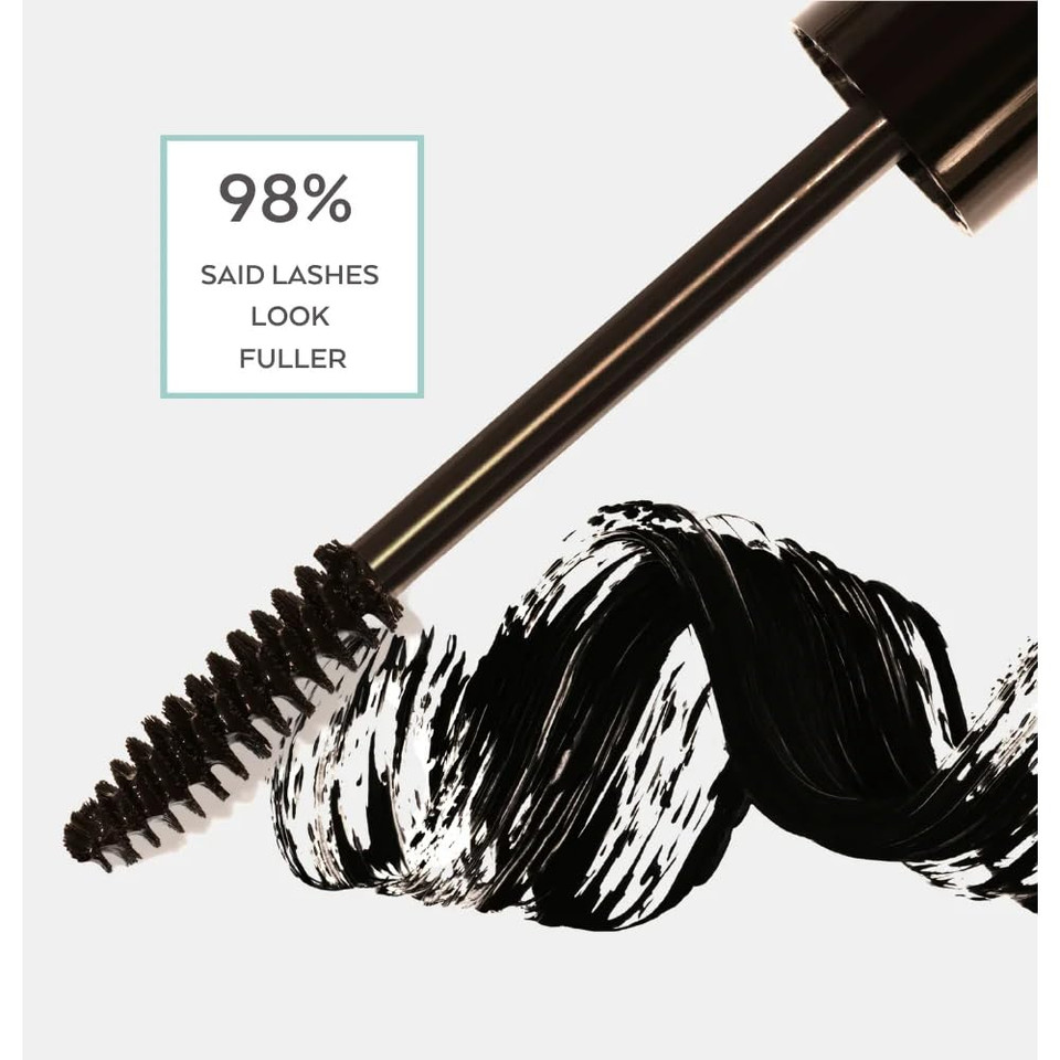 Emani Double Lash Natural Volumizing Mascara With Growth Serum, Non-Toxic Smudge-Free Vegan Formula, 0.23 Fl Oz, Granite