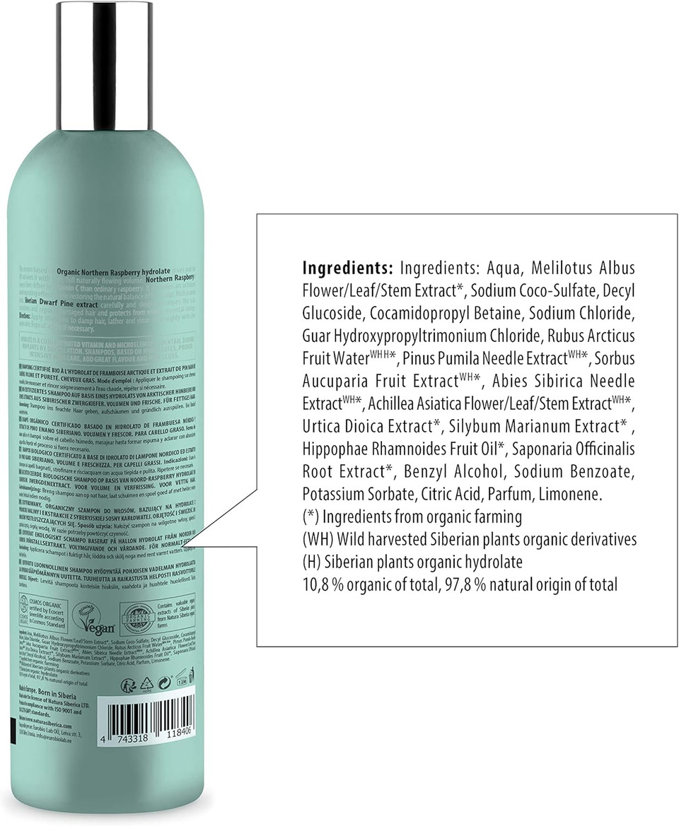 Natura Siberica Organic Shampoo Volume And Freshness For Oily Hair 400Ml