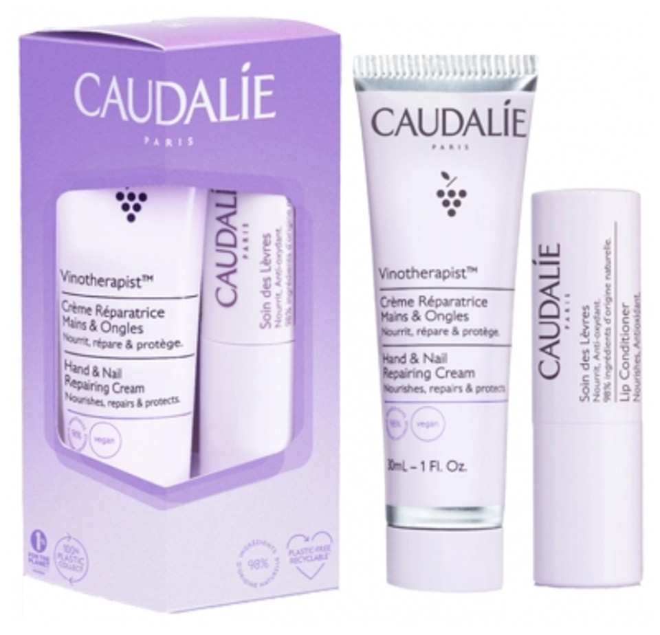 Caudalie Duo Vinotherapist Hand & Nail Repairing Cream 30Ml + Lips Care 4,5G