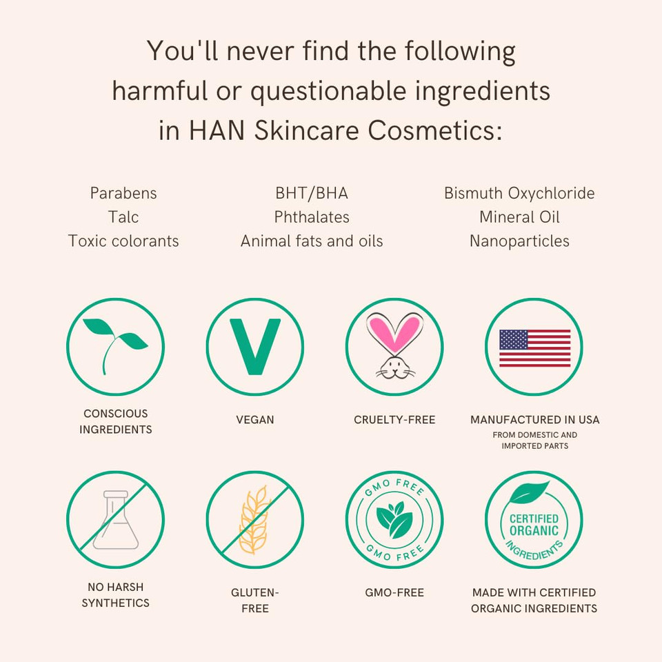 Han Skincare Cosmetics Vegan Mascara I With Organic Sunflower And Chamomile I 0.25 Oz. (Deep Brown)Deep Brown