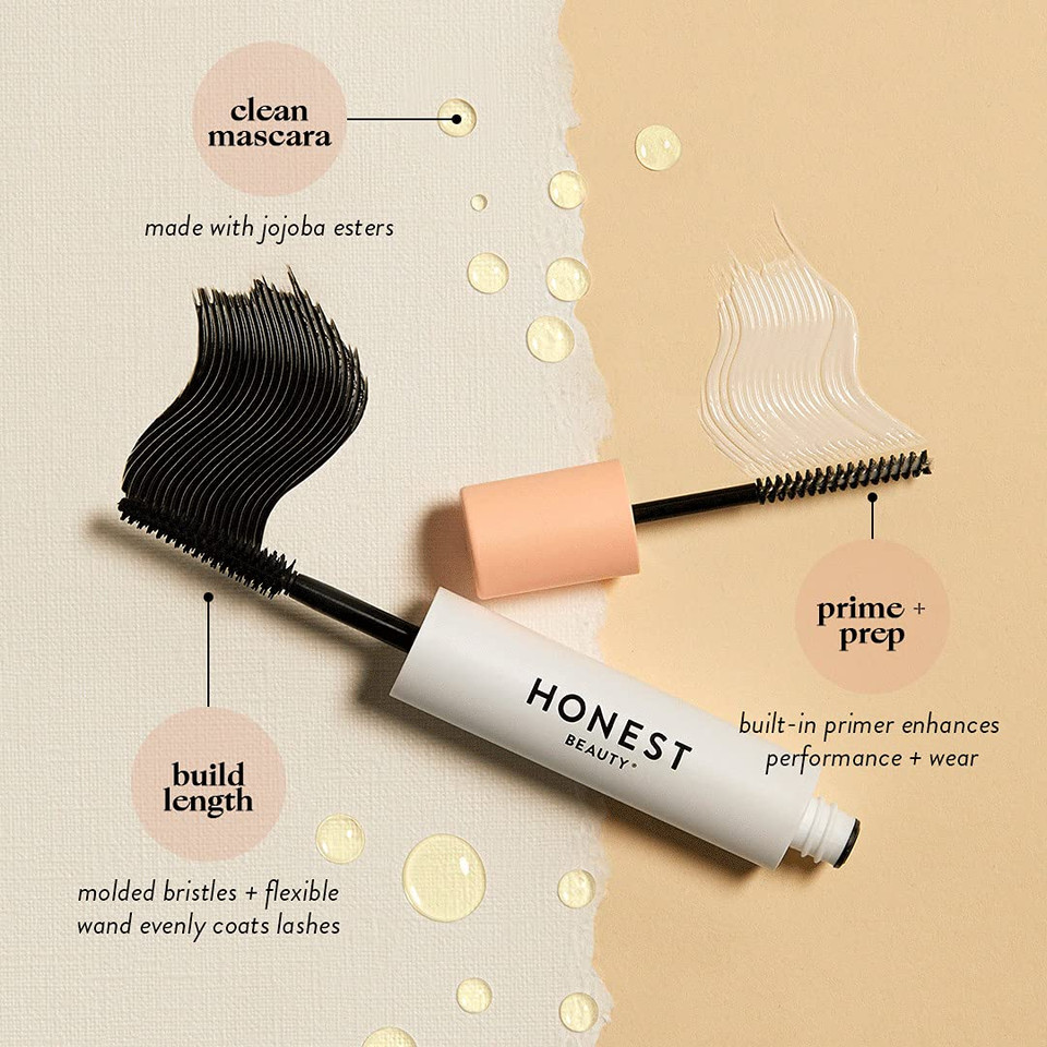 Honest Beauty 2-In-1 Extreme Length Clean Mascara + Lash Primer | Lengthening + Volumizing | Ewg Verified, Vegan + Cruelty Free | Black, .27 Fl Oz