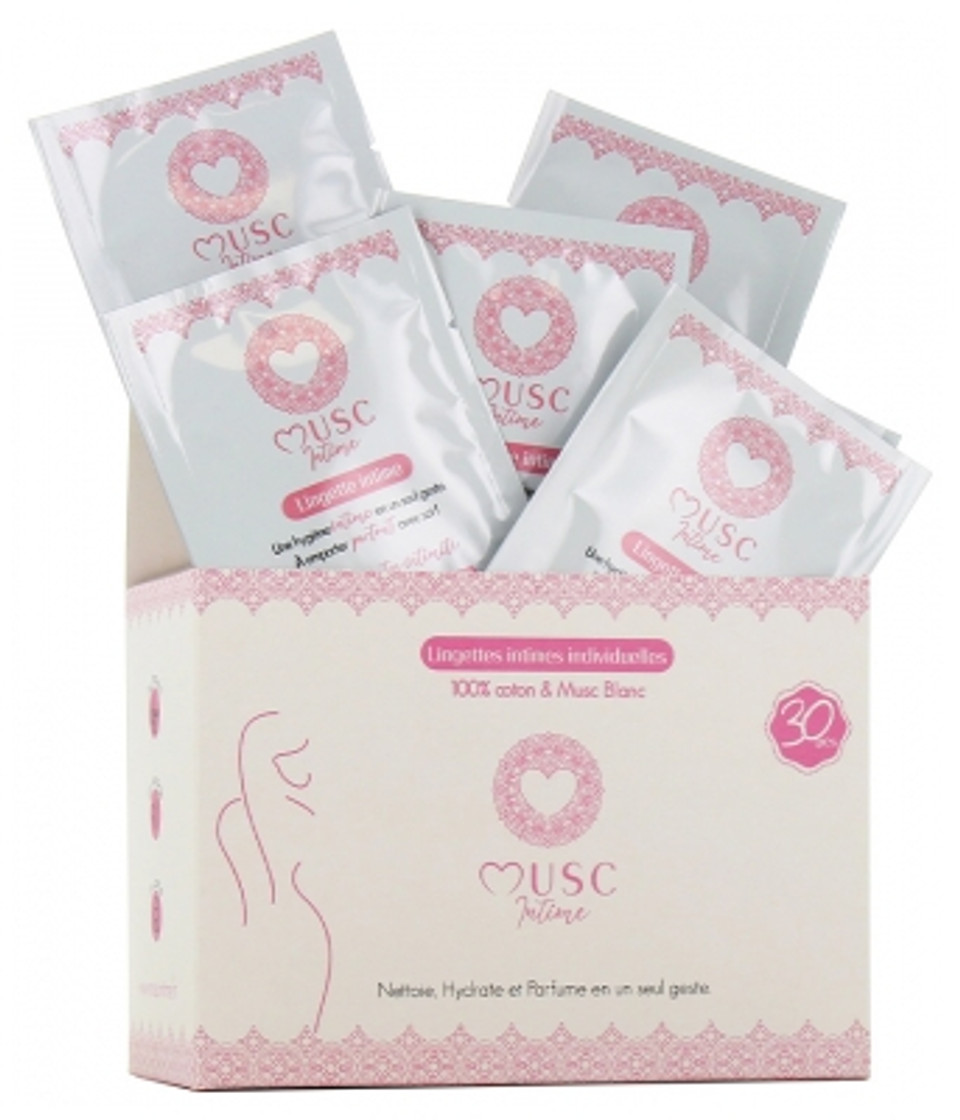 Musc Intime Intimate Wipes White Musk Box Of 30 Wipes