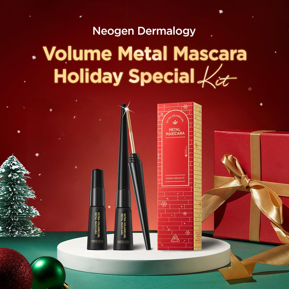 Neogen Dermalogy Holiday Kit Innovative Sensational Hygienic Washable Extra Volume Curl Metal Mascara(Black) + Refill Holiday Set[Holiday Kit] Volume, Black + Black Refill