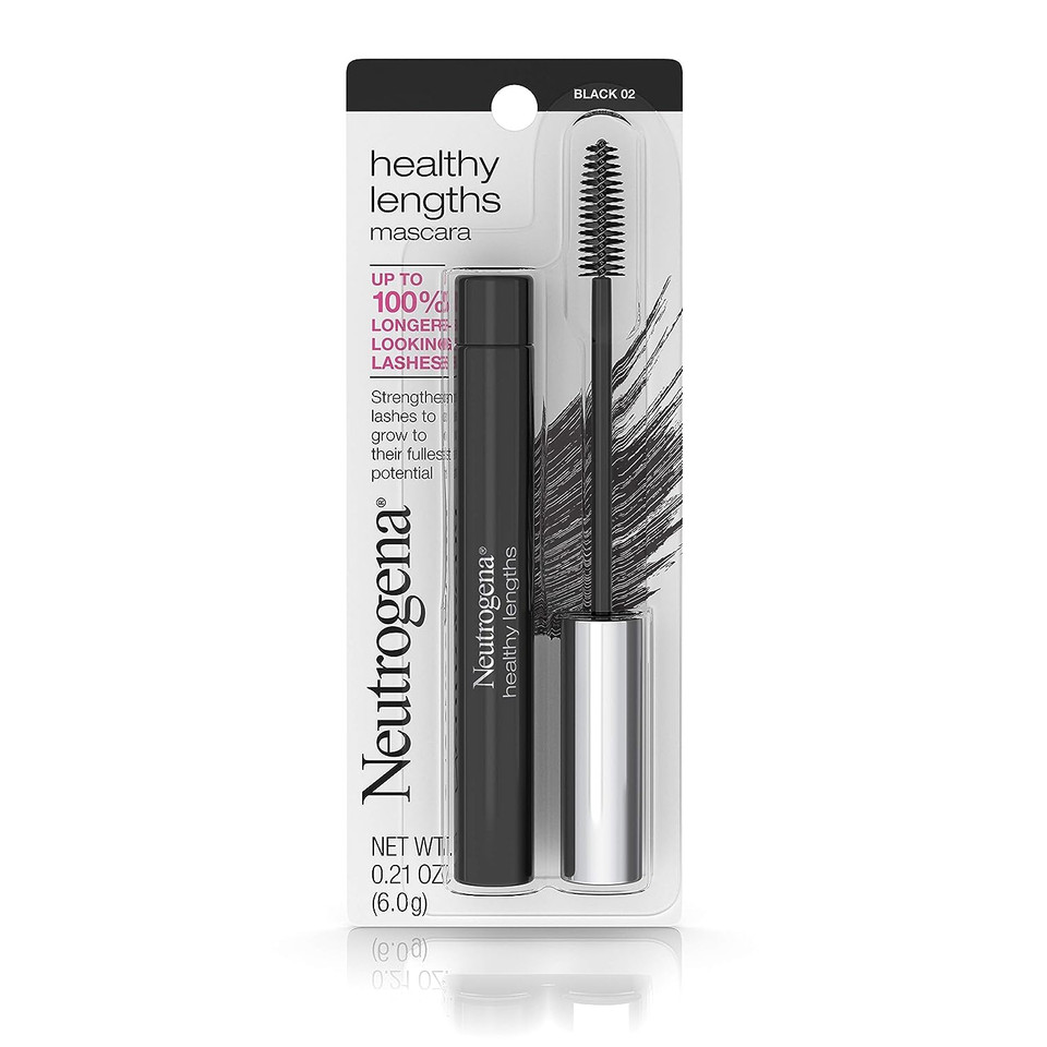 Neutrogena Healthy Lengths Mascara For Stronger, Longer Lashes, Clump-, Smudge- And Flake-Free Mascara With Olive Oil, Vitamin E And Rice Protein, Black 02,.21 Oz02 / Black