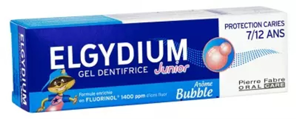 Elgydium Toothpaste Gel Junior Decay Protection 7/12 Years Old Bubble Aroma 50Ml