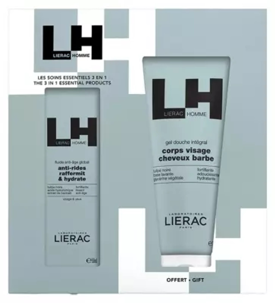 Lierac Homme Fluide Anti-ÃGe Global 50 Ml + Gel Douche Intã©Gral 200 Ml Offert