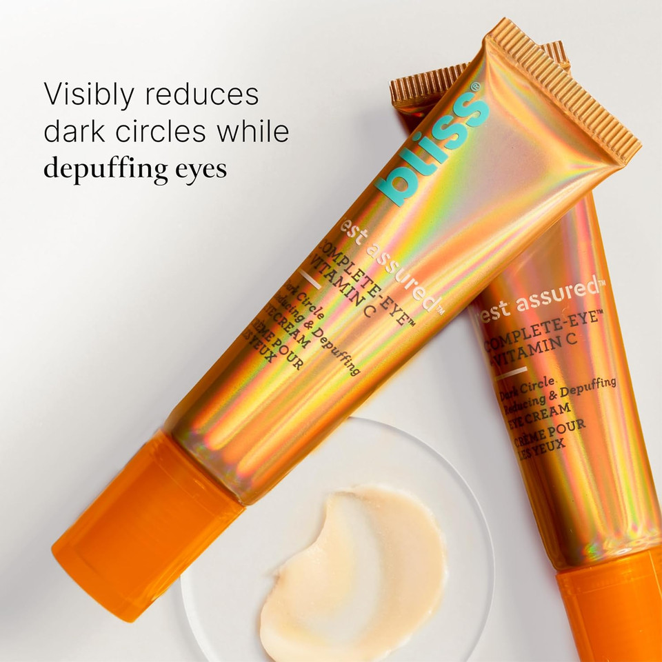Bliss Rest Assured  Eye Cream With Vitamin C & Caffeine - 0.5 Fl Oz - Dark Circle Reducing & Depuffing Eye Cream - Clean - Vegan & Cruelty-Free