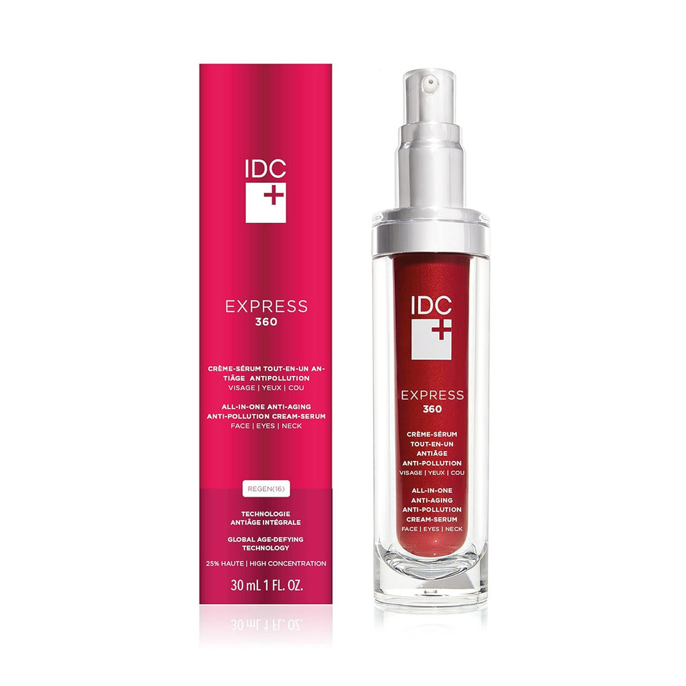 Idc Dermo Express 360 Cream With Regen(16) Technology | All-In-One Moisturizer For Face, Eyes, & Neck | With Hyaluronic Acid And Antioxidants | All Skin Types | 1 Fl. Oz