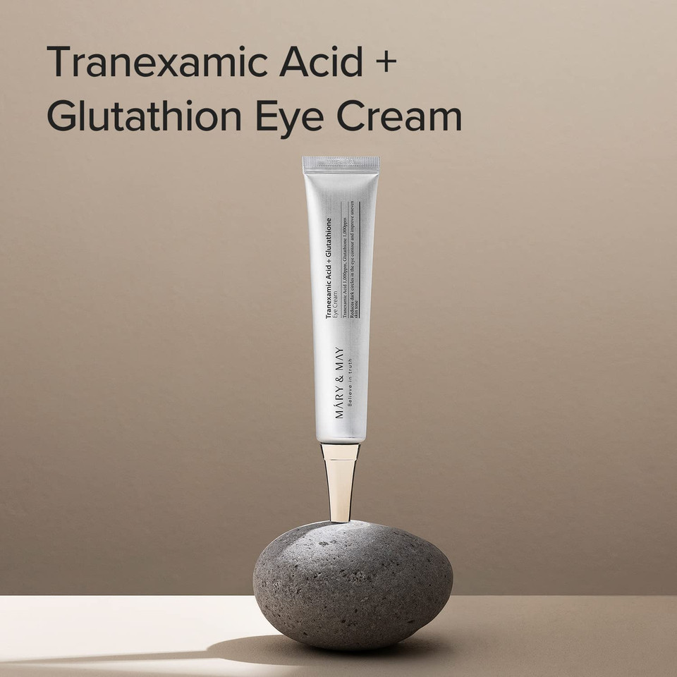 Mary&May Tranexamic Acid + Glutathione Eye Cream, Tranexamic Acid 1.05 Fl Oz / 30Ml | Reduces Dark Cireles In The Eye, Improve Uneven Skin Tone | Ewg Green