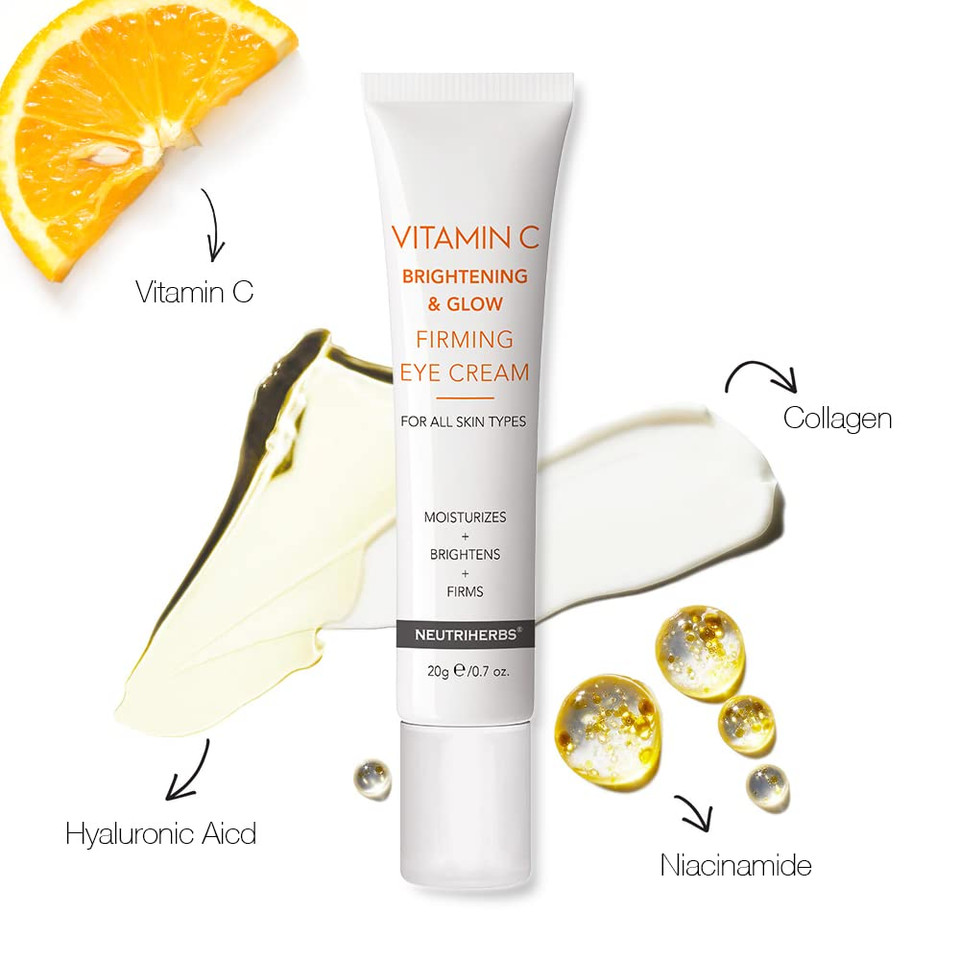 Neutriherbs Eye Cream Vitamin C Eye Gel For Dark Circles, Eye Bags, Puffiness, Eye Massage Under Eye With Hyaluronic Acid, 20G E/0.7 Oz