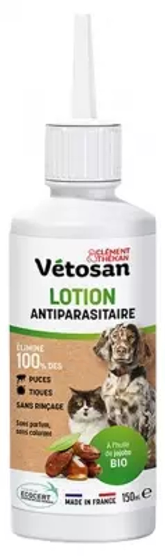Clã©Ment Thã©Kan Vã©Tosan Organic No-Rinse Pest Control Lotion For Dogs And Cats 150 Ml