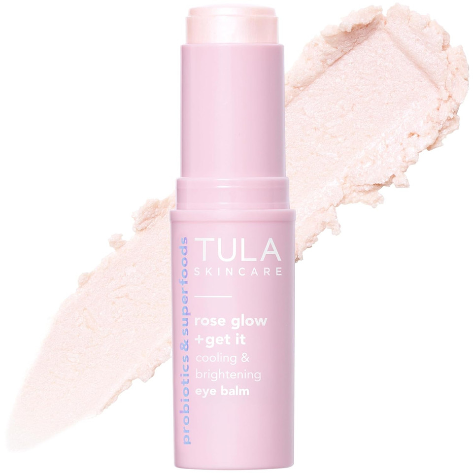 Tula Skin Care Eye Balm Rose Glow - Dark Circle Treatment, Instantly Hydrate And Brighten Undereye Area, Portable And Perfect To Use On-The-Go, 0.35 Oz