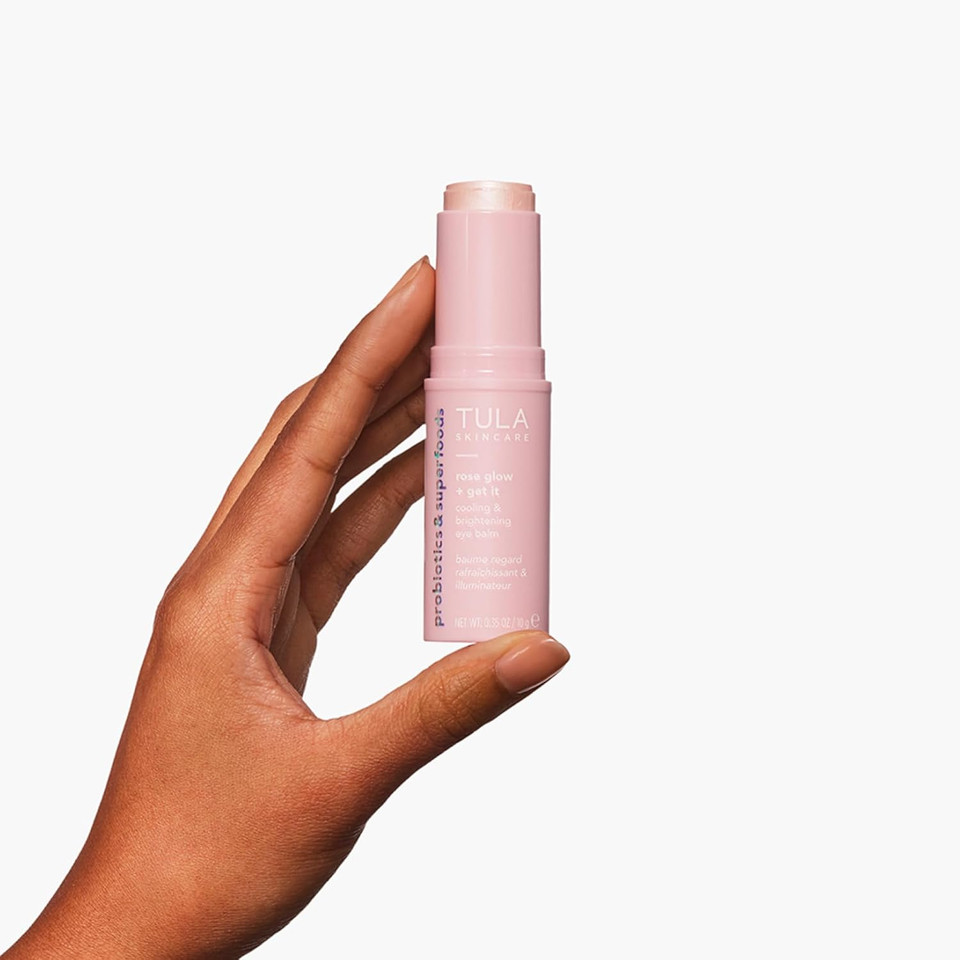 Tula Skin Care Eye Balm Rose Glow - Dark Circle Treatment, Instantly Hydrate And Brighten Undereye Area, Portable And Perfect To Use On-The-Go, 0.35 Oz