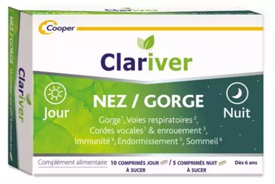 Clariver Nose/Throat Day & Night 15 Sucking Tablets