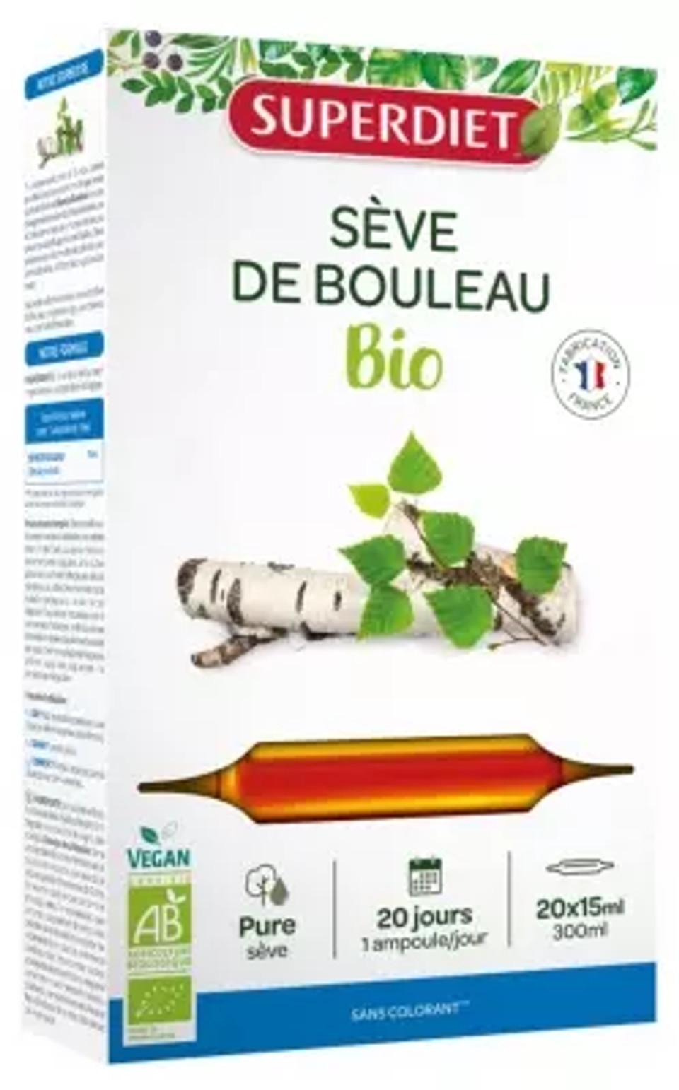 Superdiet Organic Birch Sap 20 Phials