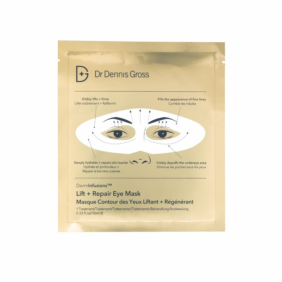 Dr Dennis Gross DermInfusions Lift + Repair Eye Mask | Visibily Lift + Firm, Fills the Appearance of Fine Lines, Hydrates + Repairs Skin Barrier, Visibly Depuffs Undereye Area | 1 Treatment 0.33 fl oz